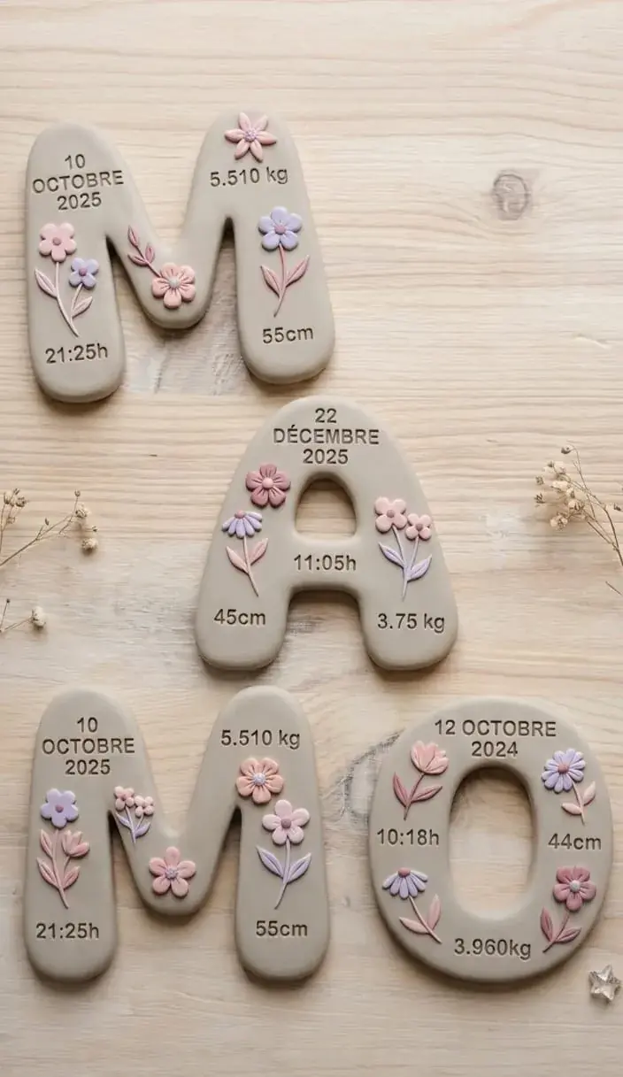 Inicial personalizada de cerámica para bebé - Recuerdo de nacimiento