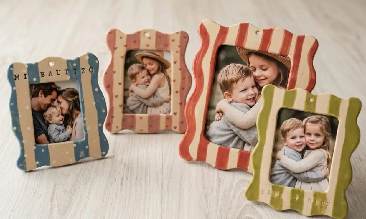 Marco de fotos de cerámica artesanal personalizado para decoración