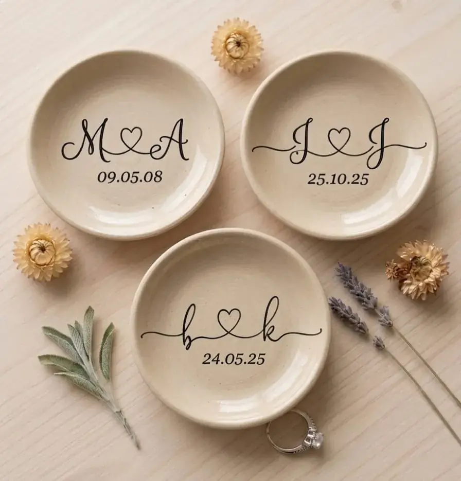 Platitos artesanales de cerámica para bodas