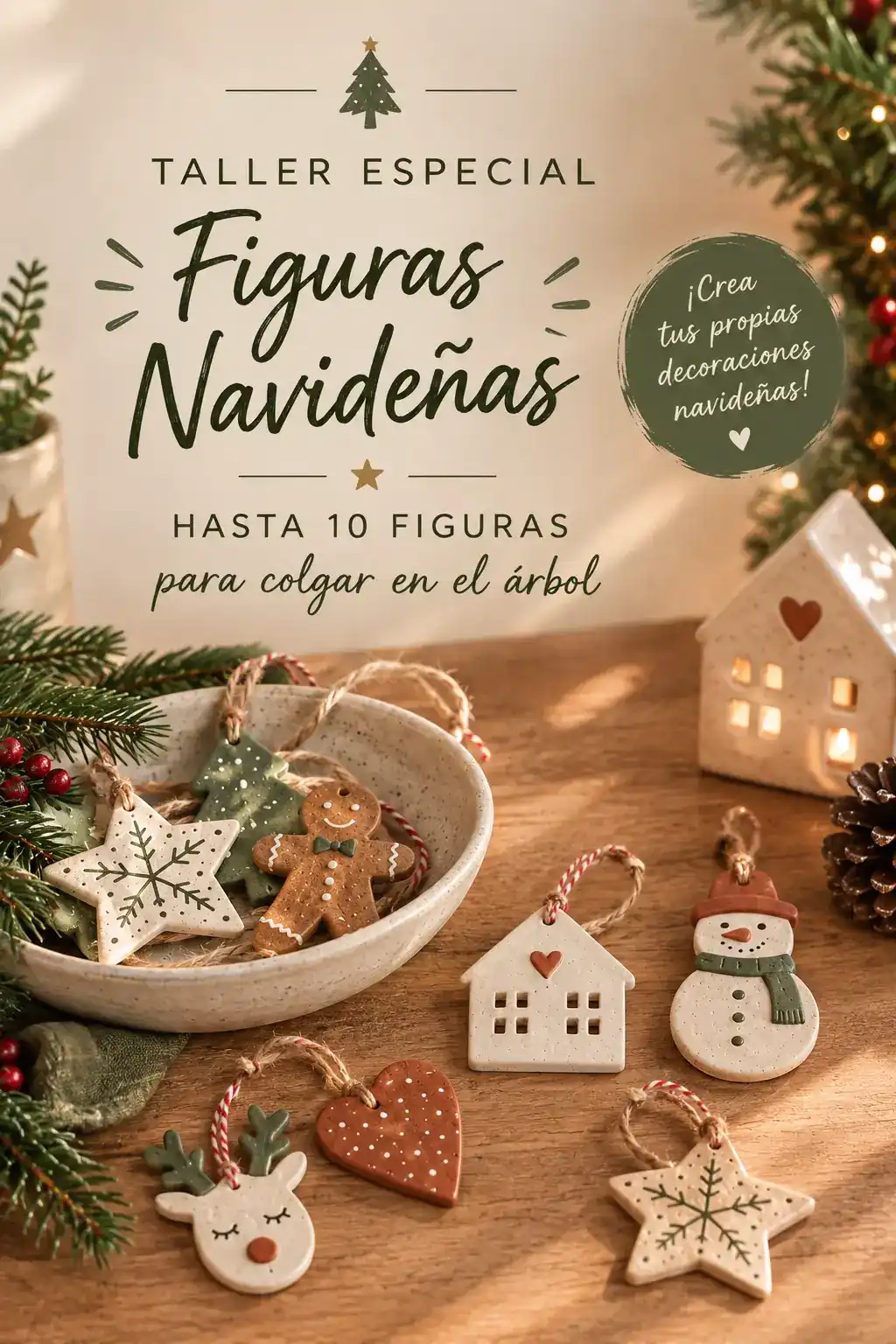 Taller especial de figuras navideñas de cerámica en Valladolid - CreArte, adornos de árbol de Navidad hechos a mano