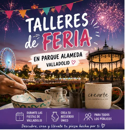 Taller especial de Feria del domingo 06 de septiembre en Parque Alameda, Valladolid - CreArte Cerámica