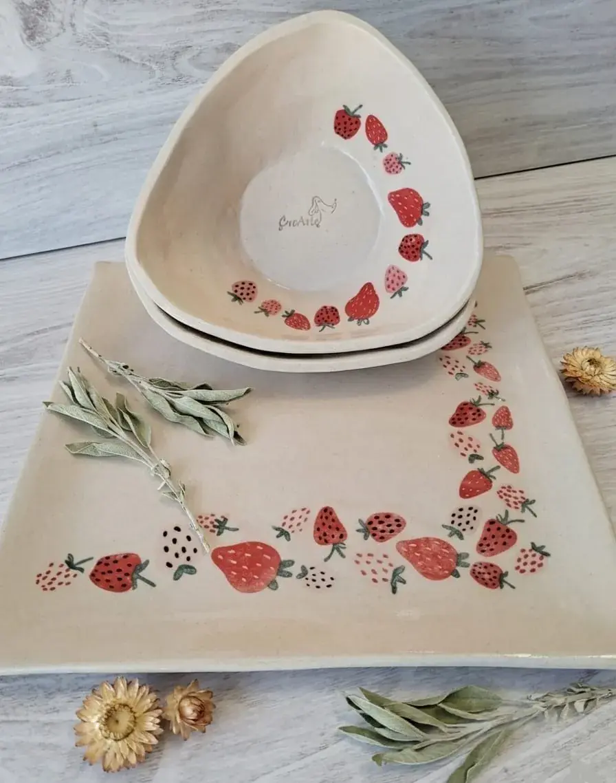 Juego de vajilla de cerámica artesanal personalizado