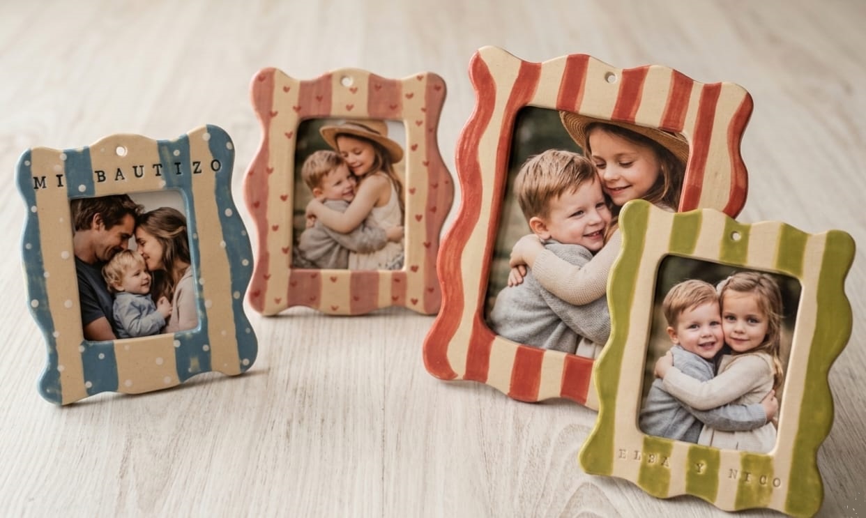 Marco de fotos de cerámica artesanal