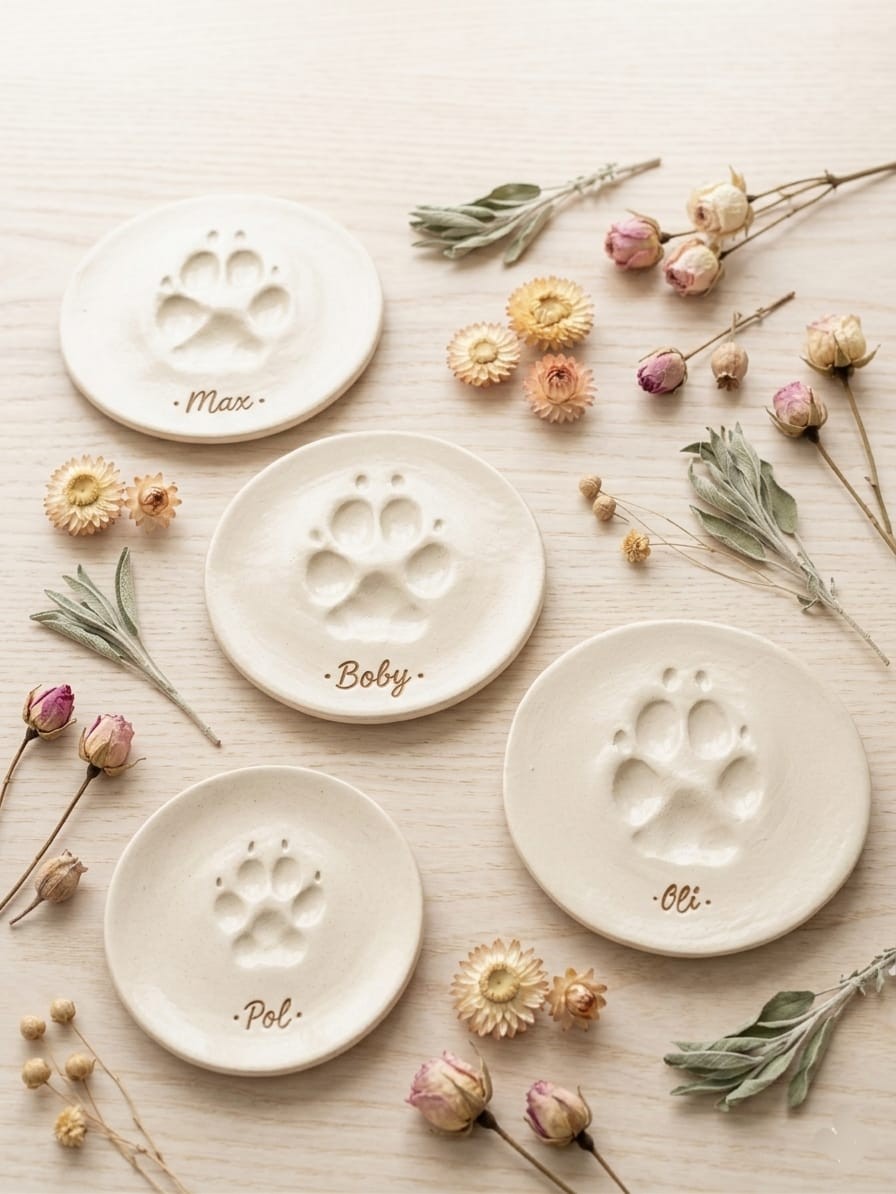 Huella de mascota en azulejo de cerámica