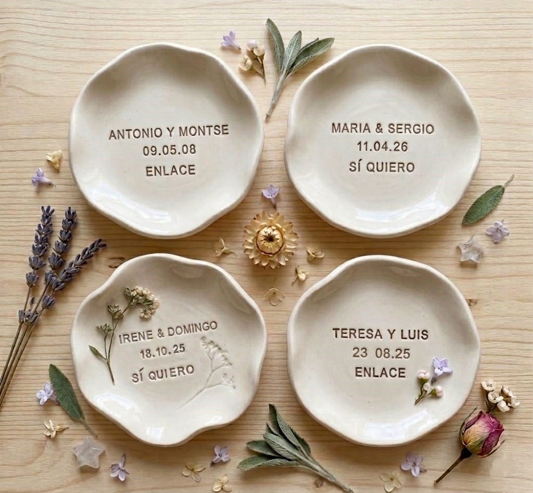 Platitos personalizados de cerámica para detalles de boda