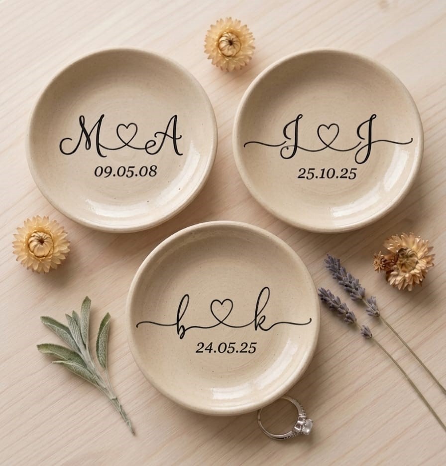 Platitos artesanales de cerámica para bodas